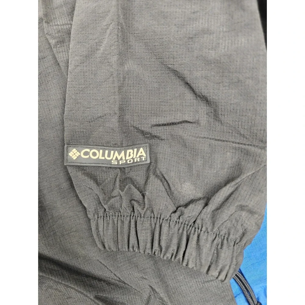 Vintage Columbia Jacket‎ Mens XL Black Blue Green 1/4 Zip Windbreaker 90s